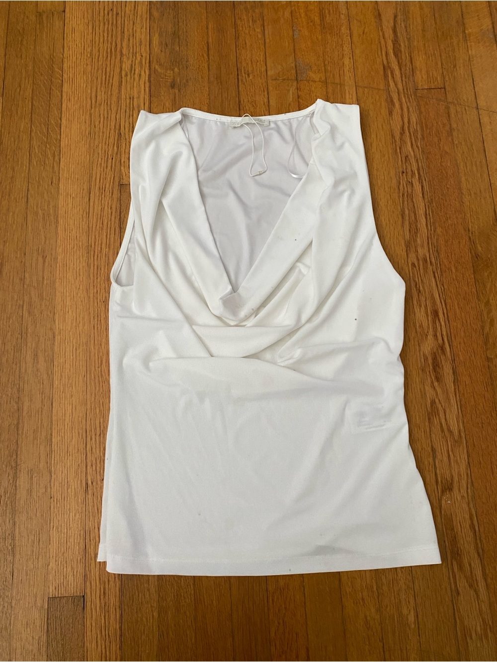 Zara White Draped Cowl Neck Camisole